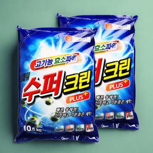 슈퍼크린 세탁세제 드럼겸용 가루세제 대용량10.5kg 2개