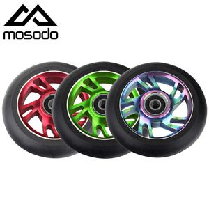 베어링 100mm 스쿠터 바퀴 교체 알루미늄 내마모성 PU 스턴트 부품 킥 액세서리 2 개
