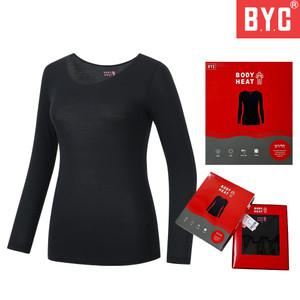 BYC 여성 내의 내복 순면 보온 발열 보디히트 U넥 긴팔티