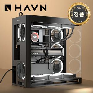[국내정품] HAVN HS420 컴퓨터 어항 케이스 미들타워 본체 데스크탑 케이스 블랙