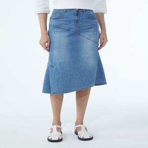 헤지스 여성 24SS [가격인하][데님][BEST][스테디셀러]네이비 언밸런스 면혼방 데님스커트 WSSK4B207N2