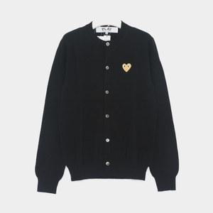 꼼데가르송 플레이 옐로우 하트패치로고 울 크루넥 공용 가디건 AX N049 051 1