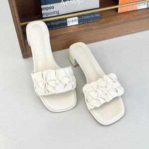 [소보제화]루멘디 스퀘어 셔링 뮬 슬리퍼 4cm