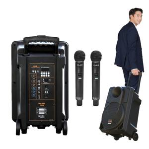 휴대용 충전식 블루투스 앰프 스피커 JLAB 제이랩 MK-130Q 무선마이크 2개 포함 핸드마이크 헤드셋마이크 2개 선택 버스킹용 행사용 캐리어형 이동식 180와트 버스킹앰프