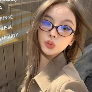 Y2K 레트로 타원형 프레임 안경 여성 스위트 쿨 트렌드 컴퓨터 고글 블루 라이트