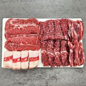 호주산 미국산 소고기 모듬 4종 1kg 호주산 갈비살 미국산 부채살 미국산 살치살 미국