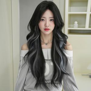 키라비 가발 여성 수제 통가발 가르마 긴머리 웨이브 75cm SZ2109