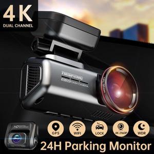 TIESFONG I5SE 4K 대시 캠  1080P 후방 카메라 UHD 듀얼 채널 150FOV DVR 내장 GPS 와이파이 WDR 야간 투시