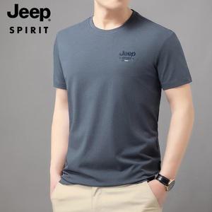 JEEP SPIRIT 두꺼운반팔티 남자 여름 오버핏 반팔 티셔츠
