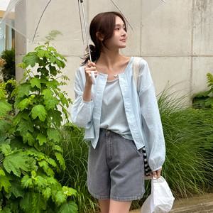 [데일리앤] 파니드 살안타템 여성 라운드넥 시스루 얇은 긴팔 블라우스 여름 린넨 나시 투피스 세트