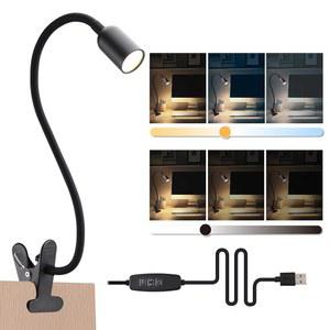 침대 헤드보드용 LED 독서등 - 구스넥, 조절 가능한 색상 온도 3000/4000/6000K , 기숙사 및 가정용 USB 구동 탁상용 램프를 갖춘 클립온 북 라이트