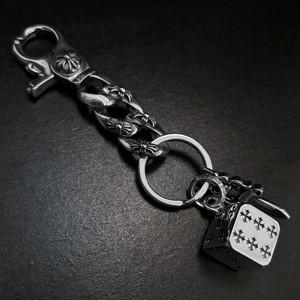 미국 크롬하츠 스타일 은색 십자가 주사위 열쇠고리 236032891951