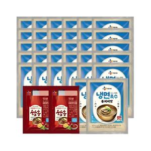 (냉동) CJ 냉면육수 동치미맛 300g x32개+함흥비빔냉면소스 85g x2개