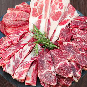 [대명축산식품] 푸짐한 소고기 모듬 한판 1kg 토시살 + 부채살 + 우삼겹 + 안창살 + 갈비살