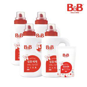 [비앤비]유아 시그니처 세탁 섬유세제 1500ml 용기형 4입 (+세제 800ml 증정)