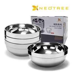 네오트리 이중진공 스텐304 냉면기 그릇 20cm 4p세트