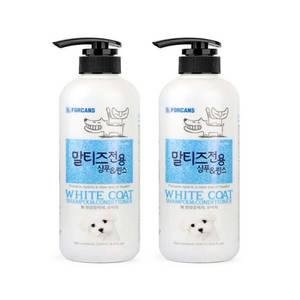 하얗고 부드럽고 개운한 말티즈 백모용 포비스 샴푸린스겸용 550ml 무형광무표백제,2개
