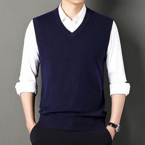 남성조끼 비즈니스 1종 봄가을 니트 조끼 양털 순색 면 남자