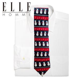 [엘르옴므][ELLE HOMME] 엘르옴므 실크 크리스마스 넥타이 싱잉 블랙 8.5cm