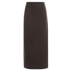 여성 포슬 일자핏 뒤트임 데일리 밴딩 롱 스커트 PIC-WSK-1639-브라운