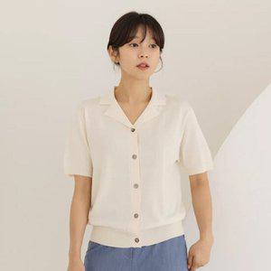 [바네사빈] 여름)카라 반팔 니트 가디건 v00666