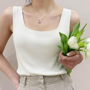 썬코 여름 우아한 레이어드 이너탑 나시탑 자켓 스퀘어넥 민소매