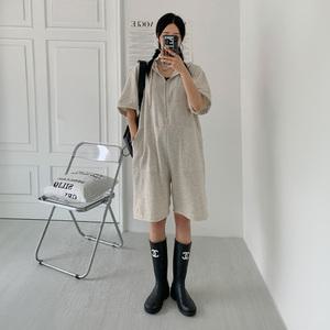 모레츠H-점프수트 후드집업 아노락 지퍼 반팔 오버핏 (모레츠H-점프수트 후드집업)