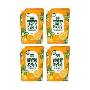 퐁퐁 친환경 주방세제 리필, 오렌지, 1.2L, 4개