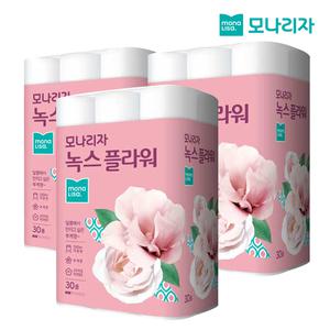 모나리자 녹스 플라워 2겹 1,200m 대용량 화장지 40m 30롤 3개 (총90개)