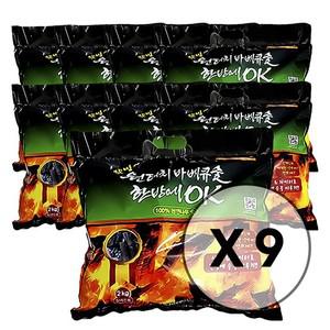 9봉  2kgx9) 한방에OK숯 3초 점화 캠핑숯 참숯 구이용 화로숯 착화탄 맹그로브 한방에참숯 캠핑 바베큐숯