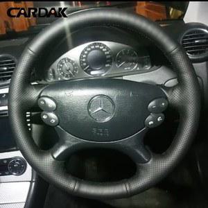 휠마스크 메르세데스 벤츠용 가죽 자동차 핸들 커버 메르세데스 벤츠 E350 W211 C209 C219 W463 R230 SL500 CLK350 2004 2008 풀 블랙