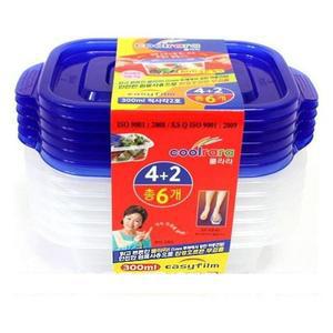 [ME6KKP59_52C5]밀폐용기 직사각 반찬통 2호 300ml 6P
