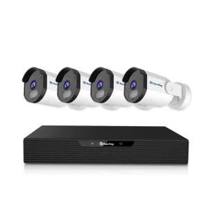 글로벌아이넷 로보뷰 NVR 8채널 AI CCTV PoE 4K UHD 녹화기 + N5 5MP PoE IP 카메라 4대 세트