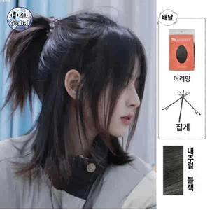 긴머리 가발 묶음머리 남성 코스프레 사무라이 장발
