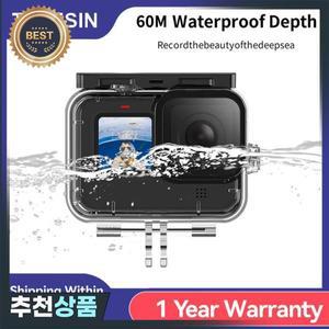 TELESIN 60M 방수 케이스 GoPro Hero 용 강화 유리 렌즈 다이빙 하우징 커버 9 10 Black Camera Accessori