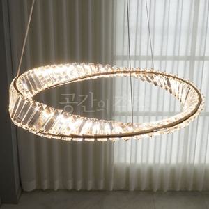 트위스트 크리스탈 링 펜던트등 600 유니크 조명 유리 골드 LED 일체형 50W