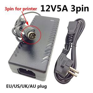 3PIN 프린터 12V5A AC DC 전원 공급 장치 어댑터 AU EU 미국 영국 플러그 12V 5A 60W 라운드 3PIN 12 볼트