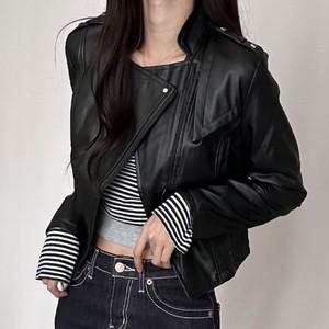 [오노마] ONM 자켓 아우터 슬림핏 여성 가죽 라이더 재킷 간절기  28458467)