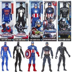 Hasbro Marvel Legends 어벤저 스 타이탄 영웅 시리즈 스파이더 맨 블랙 팬더 캡틴 아메리카 12 인치 액션 피겨 모델 장난감