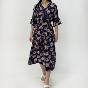 [오노마] ONM 여름 꽃무늬 패턴 휴양룩 허리밴딩 러블리 롱 원피스  19314480)