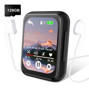 블루투스 5.3이 탑재된 128GB MP3 플레이어, 스피커가 내장된 휴대용 디지털 무손실 음악 풀 터치 스크린, 하이파이 사운드, FM 라디오, 음성 녹음기, 이어폰 포함