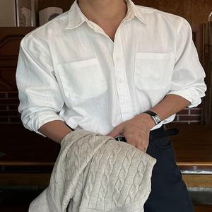 반팔 셔츠 남방 마 일팔 흰색 긴팔 남성 봄 여름 고급 린넨 리넨 루즈 캐주얼 다용도 자켓 재킷 상의