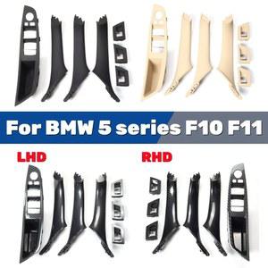 블랙 탄소 섬유 LHD RHD 자동차 인테리어 도어 핸들, 내부 패널 풀 트림 커버, BMW 5 F10 F11 520d 525d 530d 535i