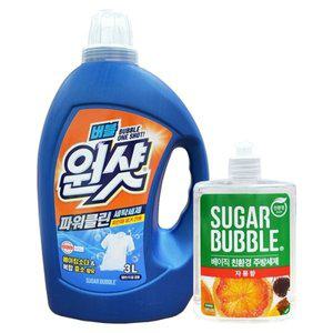 [슈가버블] 친환경 세탁세제 파워클린 3L + 주방세제 자몽 470ml