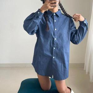 [다잇템]여자 진 박시핏 빅사이즈청남방 FW 주머니 셔츠