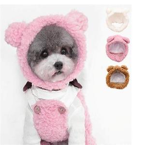 반려동물 고양이 강아지 곰돌이귀 겨울 뽀글이모자