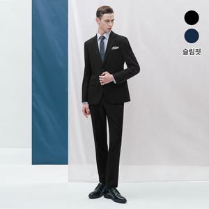 [롯데백화점]맨잇슈트 블랙 네이비 사계절 기본 면접 경조사 수트 슬림핏 정장 2종 택1