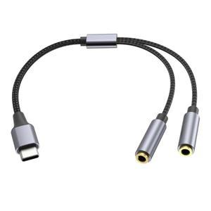 C타입 듀얼 3.5mm 잭 AUX USB 암 공유 음악 오디오 2 이어폰 어댑터 분배기 Y 기 태블릿 휴대폰용