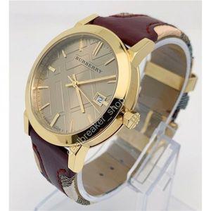 BURBERRY 버버리 BU017 더시티 골드톤 가죽끈 38mm 남녀공용시계 271410