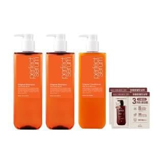 미쟝센 퍼펙트 세럼 샴푸 오리지널, 680ml, 2개 +  컨디셔너, 680ml, 1개 + 증정 (려 흑운 볼륨모근강화 샴푸 6ml, 2개)
